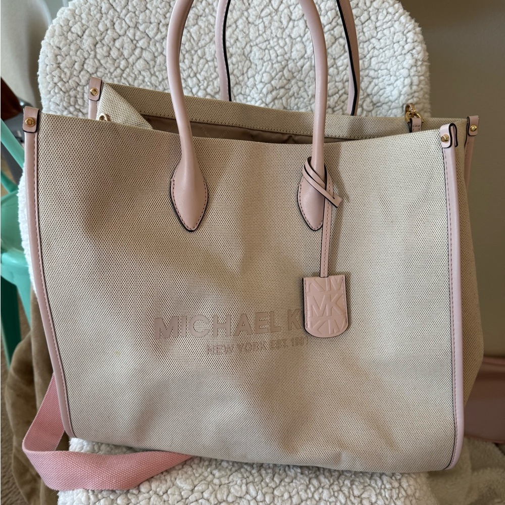 Michael Kors Cream and Pink Tote